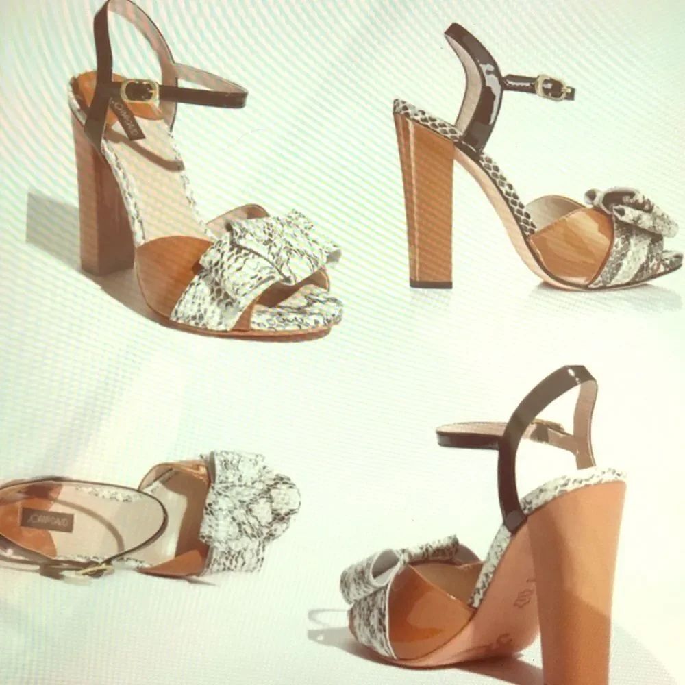 Joan & David snakeskin  and patent sandals size 8